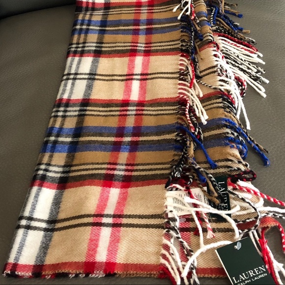 SALE ♥️ Ralph Lauren designer tartan fringe scarf - Picture 1 of 5
